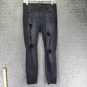Cello Jeans Womens Size 7 Black Distressed Skinny Stretch Denim